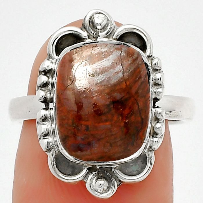 Natural Red Brecciated Jasper Ring size-7.5 SDR185442 R-1103, 10x12 mm