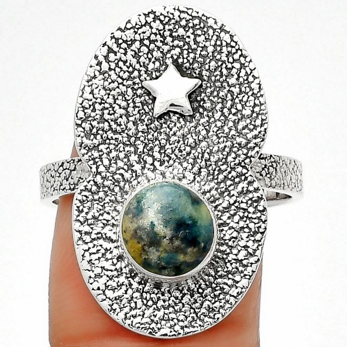 Star - Natural Blue Scheelite - Turkey Ring size-9 SDR185458 R-1290, 7x7 mm
