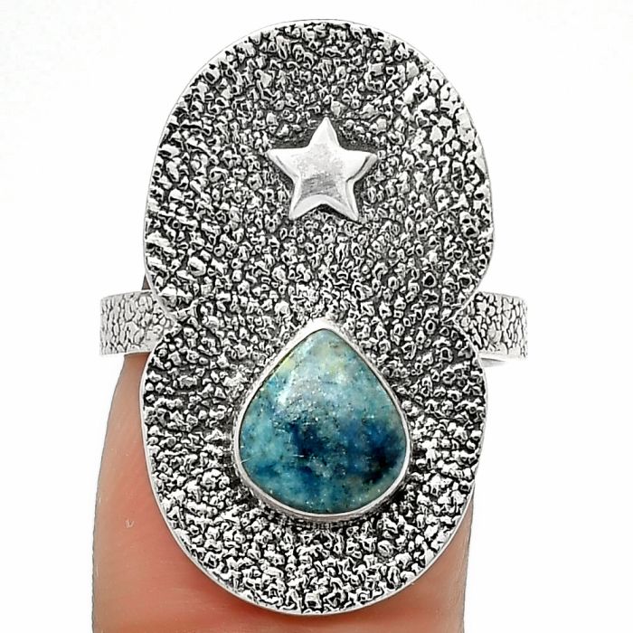 Star - Natural Blue Scheelite - Turkey Ring size-7 SDR185463 R-1290, 7x8 mm