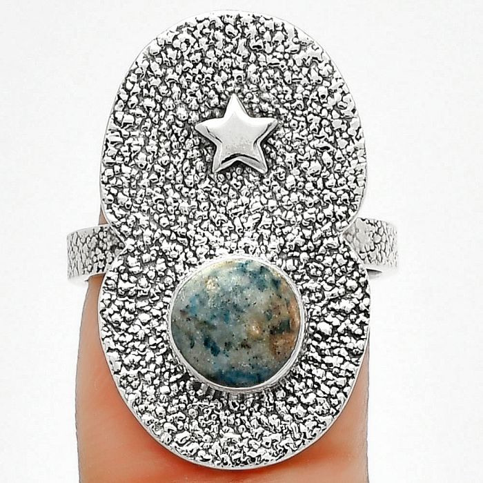 Star - Blue Scheelite - Turkey Ring size-7.5 SDR185475 R-1290, 7x7 mm