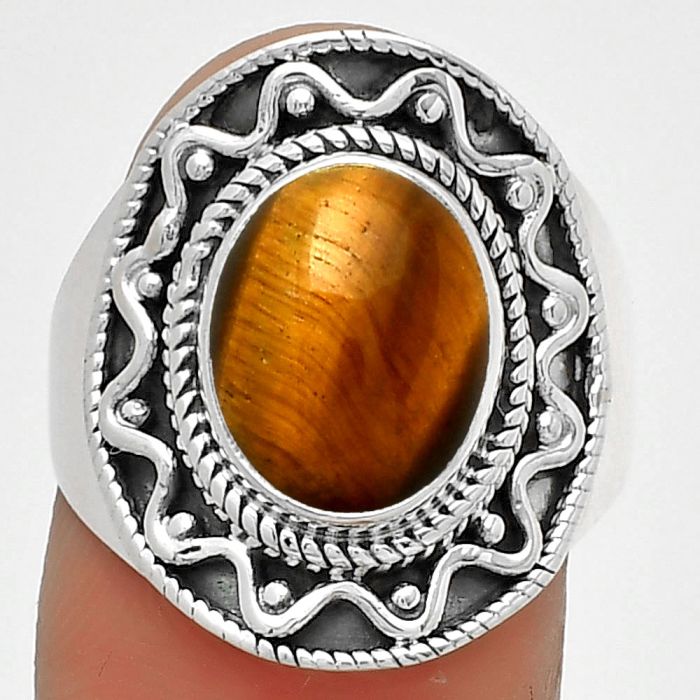 Natural Tiger Eye - Africa Ring size-8.5 SDR185717 R-1501, 9x11 mm