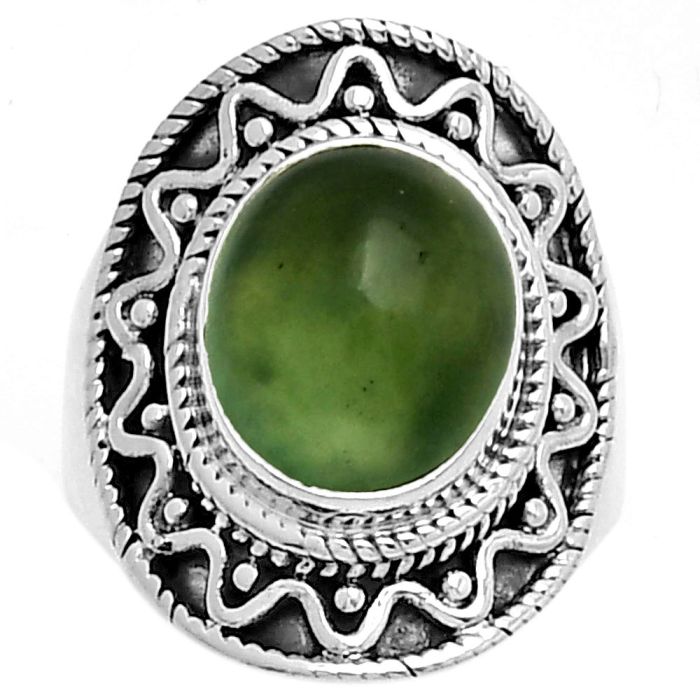 Natural Nephrite Jade - Canada Ring size-7.5 SDR185725 R-1501, 9x11 mm