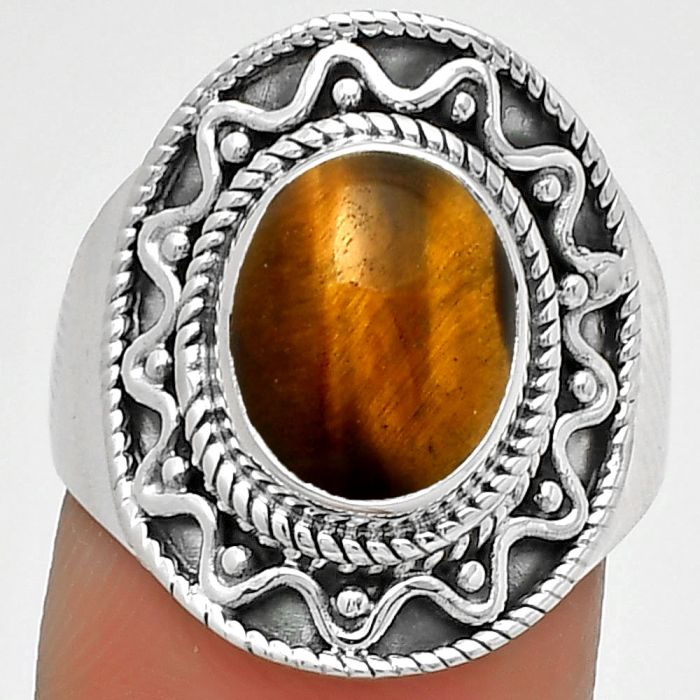 Natural Tiger Eye - Africa Ring size-8.5 SDR185730 R-1501, 9x11 mm