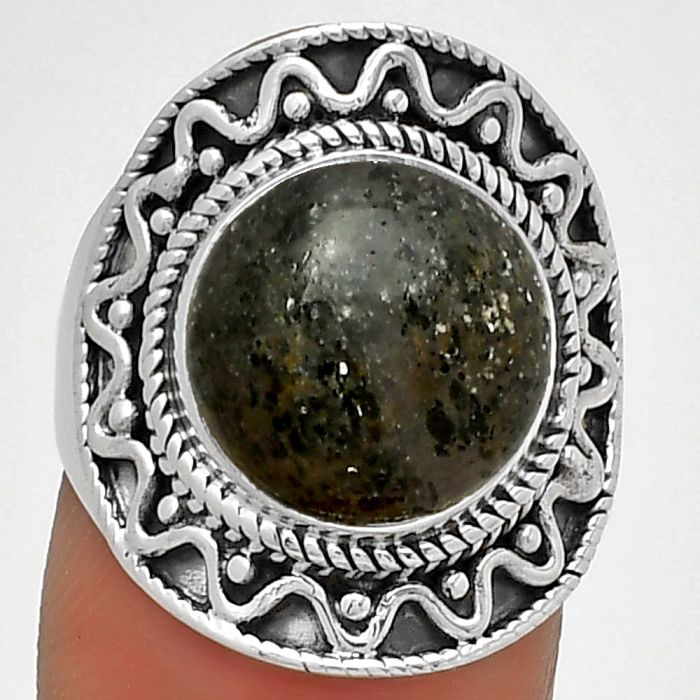 Natural Rare Black Sunstone Ring size-8 SDR185745 R-1501, 12x12 mm