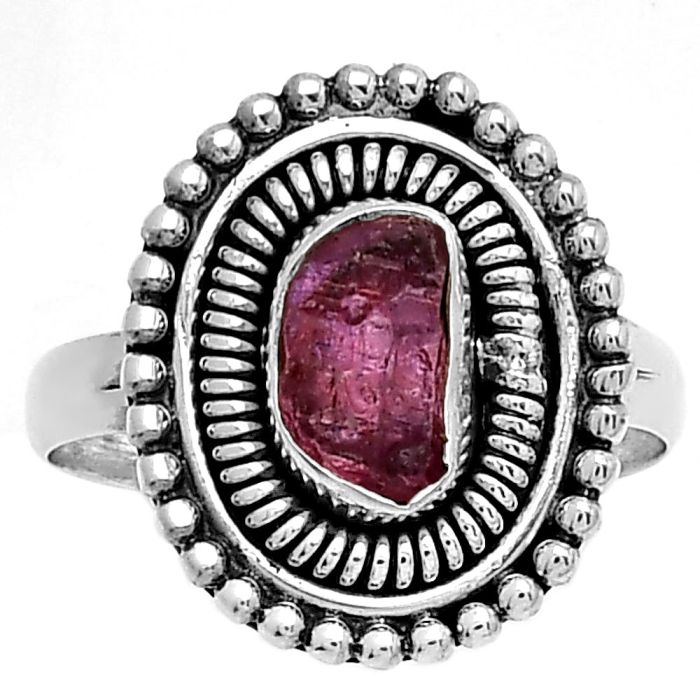 Natural Pink Tourmaline Rough Ring size-8.5 SDR185776 R-1388, 5x9 mm