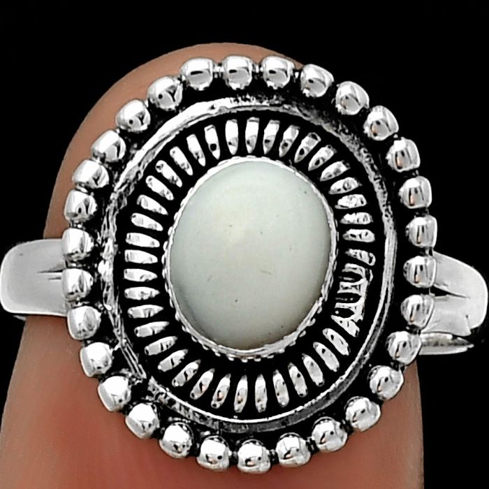 Natural White Opal Ring size-8 SDR185782 R-1388, 7x5 mm