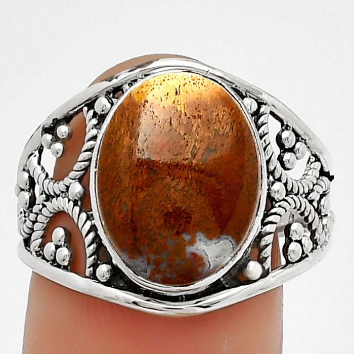 Natural Red Moss Agate Ring size-9 SDR185812 R-1379, 11x14 mm