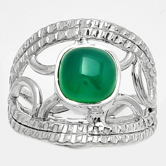 Natural Green Onyx Ring size-8.5 SDR185905 R-1133, 8x8 mm
