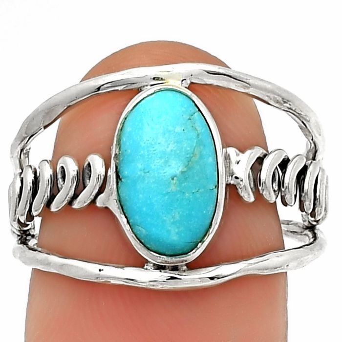 Natural Rare Turquoise Nevada Aztec Mt Ring size-8 SDR185983 R-1136, 7x11 mm