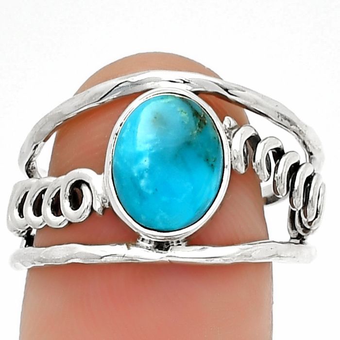 Natural Turquoise Morenci Mine Ring size-8 SDR185988 R-1136, 7x9 mm