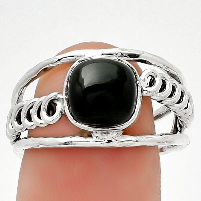 Natural Black Onyx - Brazil Ring size-8 SDR185992 R-1136, 8x8 mm