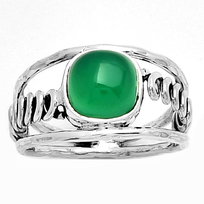 Natural Green Onyx Ring size-7 SDR186010 R-1136, 8x8 mm