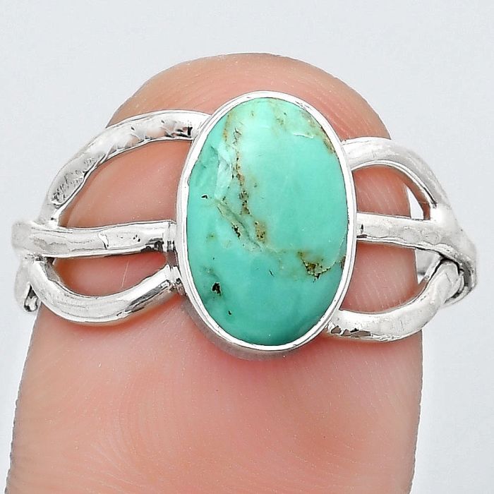 Natural Turquoise Morenci Mine Ring size-8.5 SDR186482 R-1139, 7x11 mm