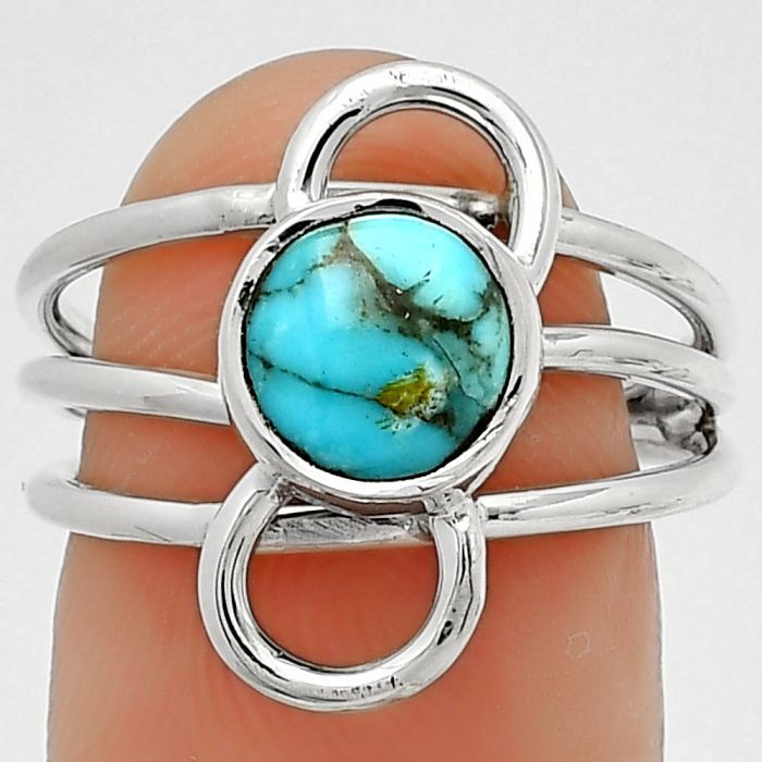 Natural Turquoise Morenci Mine Ring size-7 SDR186558 R-1141, 8x8 mm