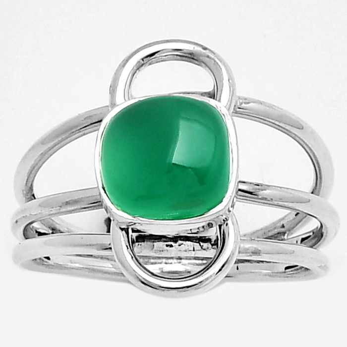 Natural Green Onyx Ring size-7 SDR186561 R-1141, 8x8 mm