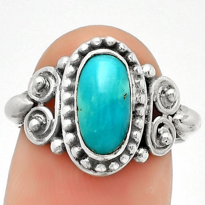 Natural Egyptian Turquoise Ring size-7 SDR186677 R-1283, 5x10 mm
