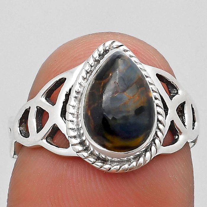 Celtic - Natural Pietersite - Namibia Ring size-6 SDR186785 R-1172, 7x10 mm