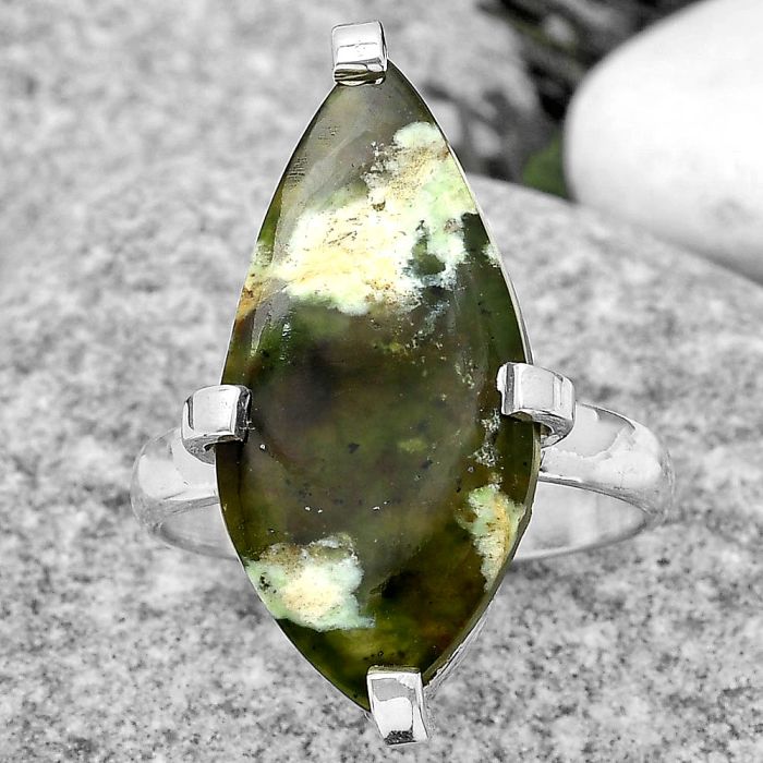 Natural Chrome Chalcedony Ring size-9 SDR187019 R-1089, 12x25 mm