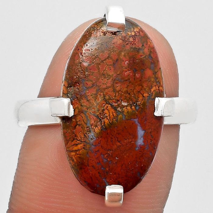 Natural Red Moss Agate Ring size-9.5 SDR187025 R-1089, 12x21 mm