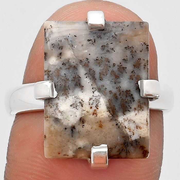 Natural Russian Honey Dendrite Opal Ring size-7.5 SDR187028 R-1089, 12x16 mm