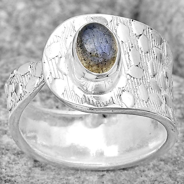Adjustable - Blue Labradorite Ring size-7.5 SDR187139 R-1319, 5x7 mm