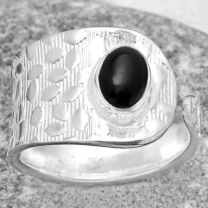 Adjustable - Black Onyx - Brazil Ring size-7.5 SDR187143 R-1319, 5x7 mm