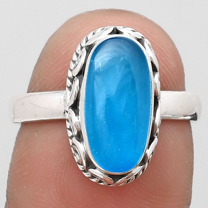 Natural Smithsonite Ring size-7 SDR187389 R-1196, 6x13 mm