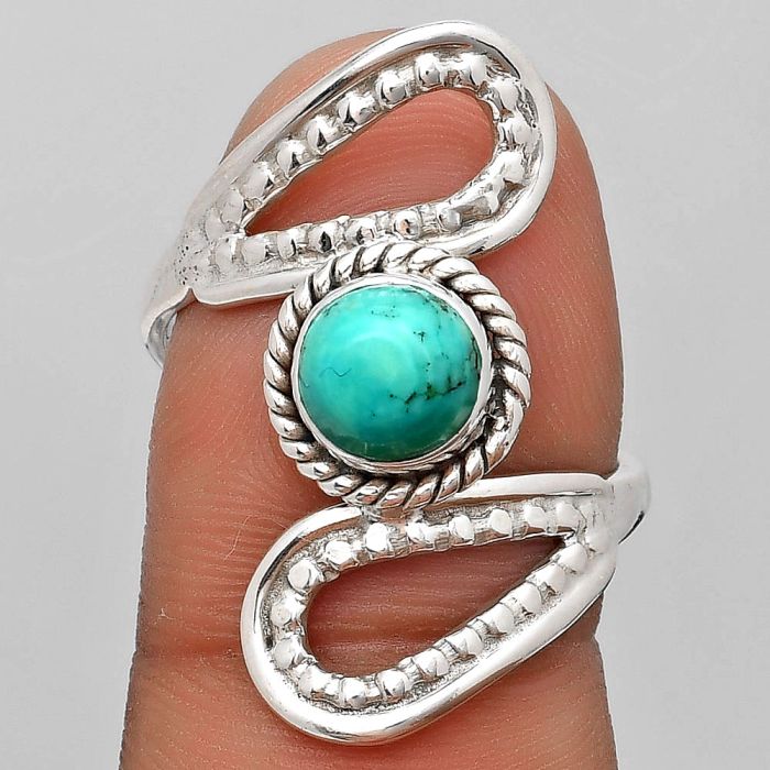 Natural Turquoise Magnesite Ring size-8 SDR187594 R-1514, 7x7 mm