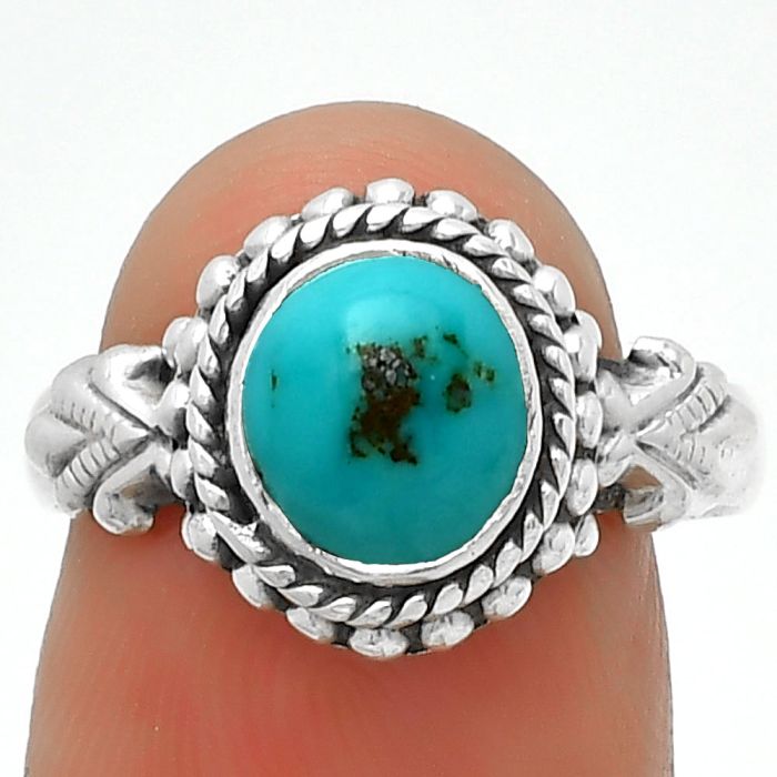Natural Kingman Turquoise 925 Sterling Silver Ring s.8 Jewelry R-1292, 7x8 mm