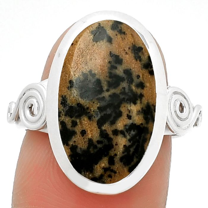 Natural Russian Honey Dendrite Opal Ring size-8 SDR188188 R-1062, 11x18 mm
