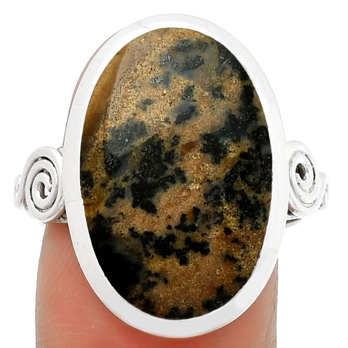 Natural Russian Honey Dendrite Opal Ring size-8.5 SDR188197 R-1062, 13x20 mm