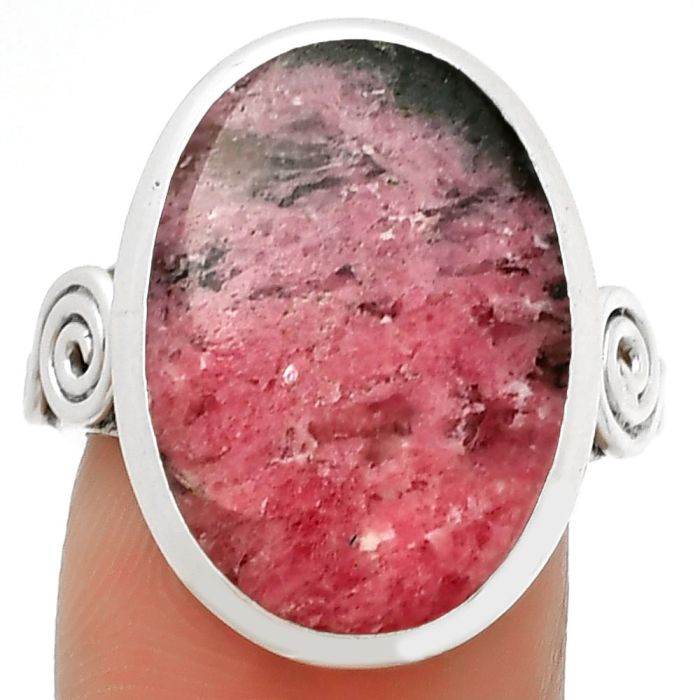 Natural Rhodonite Ring size-8 SDR188208 R-1062, 14x20 mm