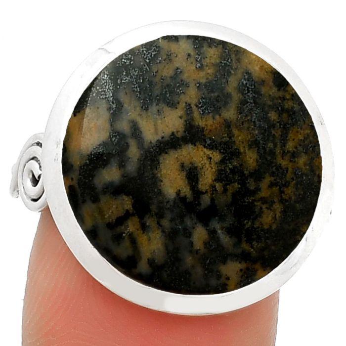 Natural Russian Honey Dendrite Opal Ring size-7 SDR188212 R-1062, 17x17 mm