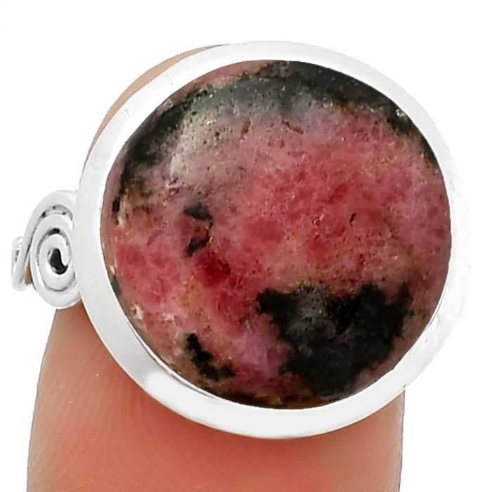 Natural Rhodonite Ring size-7 SDR188215 R-1062, 16x16 mm