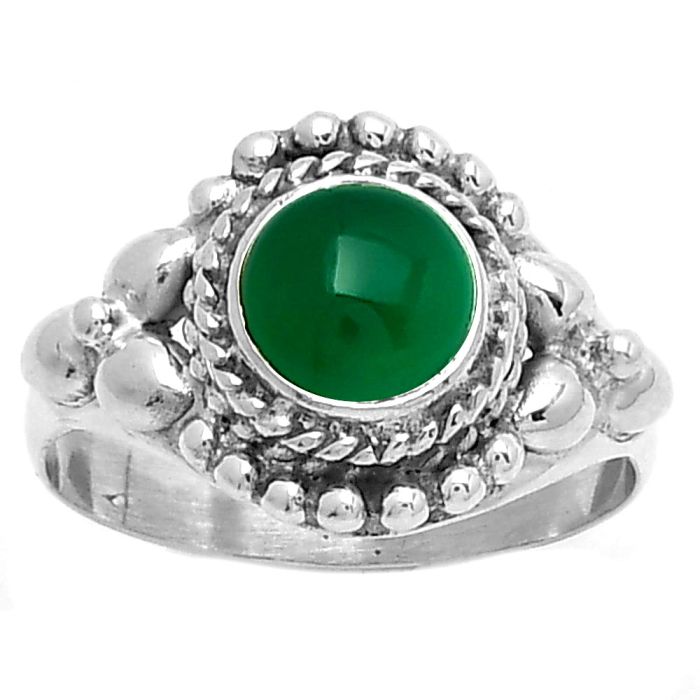 Natural Green Onyx Ring size-8 SDR188242 R-1286, 7x7 mm