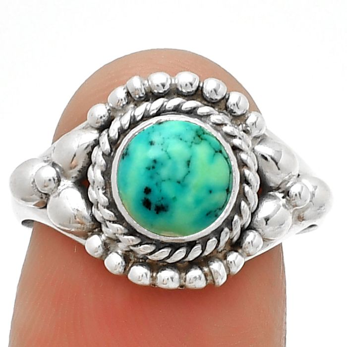 Natural Turquoise Magnesite Ring size-8 SDR188247 R-1286, 7x7 mm