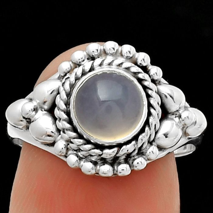 Natural Chalcedony Ring size-8 SDR188266 R-1286, 7x7 mm