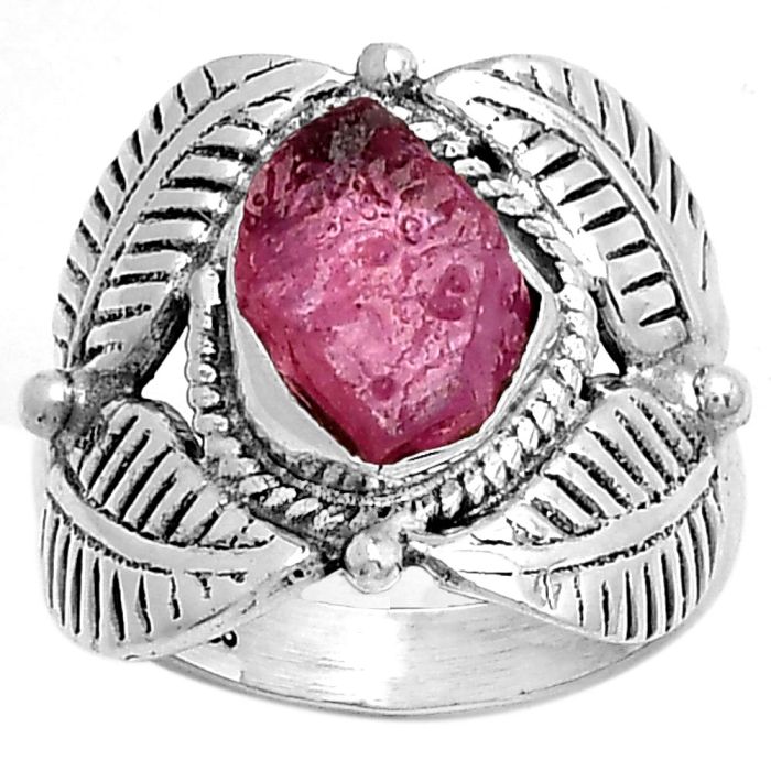 Southwest Design - Pink Tourmaline Rough Ring size-7.5 SDR188439 R-1387, 8x10 mm