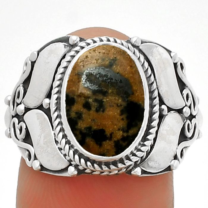 Natural Russian Honey Dendrite Opal Ring size-8 SDR188634 R-1507, 8x12 mm
