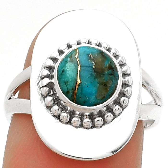 Copper Blue Turquoise - Arizona Ring size-7.5 SDR189124 R-1458, 8x8 mm