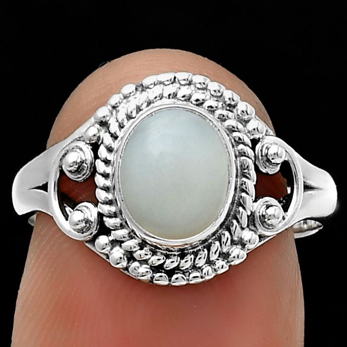 Natural White Opal Ring size-7 SDR189775 R-1283, 6x8 mm