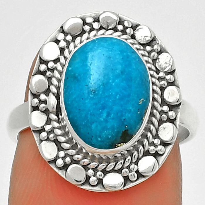Kingman Turquoise With Pyrite 925 Sterling Silver Ring s.6.5 Jewelry R-1399, 8x11 mm