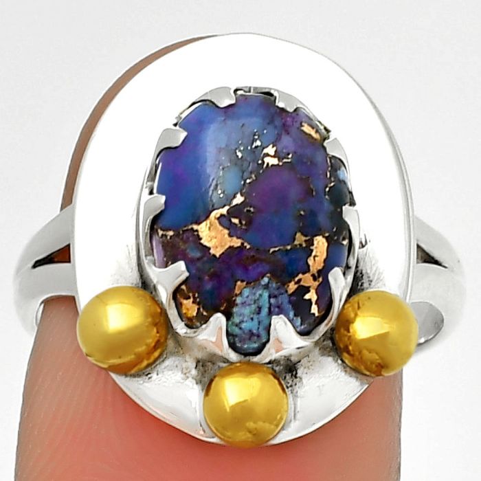 Two Tone - Copper Purple Turquoise Ring size-8 SDR189982 R-1503, 8x12 mm