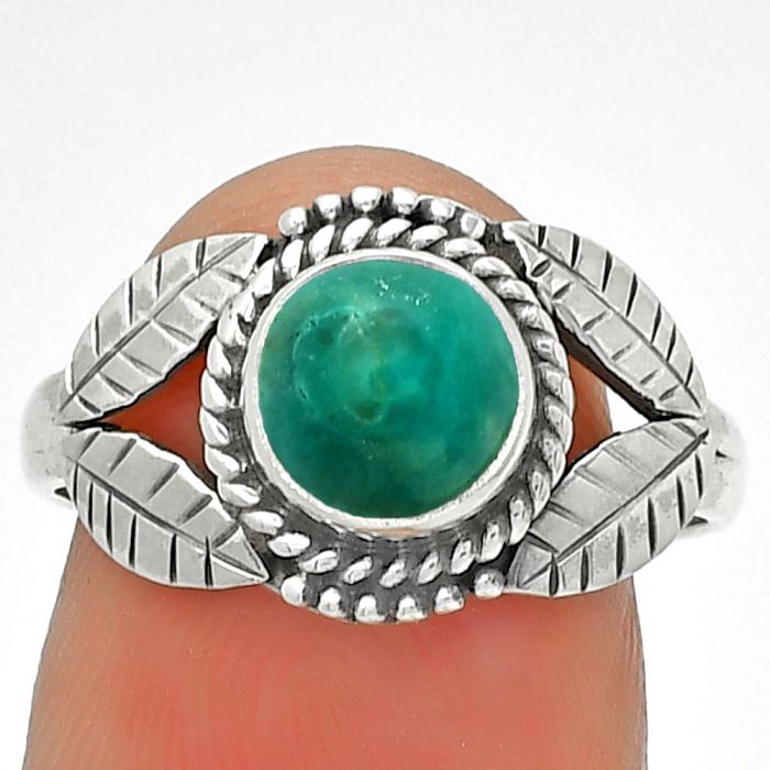 Natural Turquoise Magnesite Ring size-7.5 SDR190069 R-1387, 7x7 mm