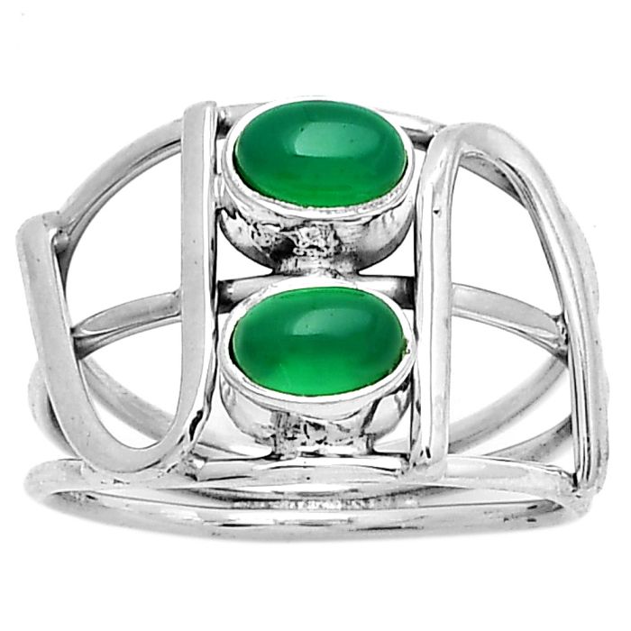 Natural Green Onyx Ring size-8 SDR190143 R-1465, 4x6 mm
