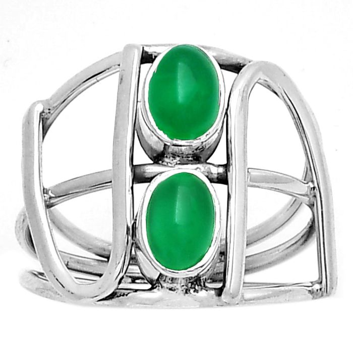 Natural Green Onyx Ring size-6.5 SDR190147 R-1465, 5x5 mm
