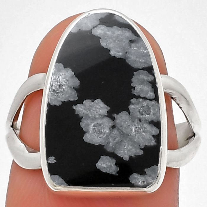 Natural Snow Flake Obsidian Ring size-7 SDR190323 R-1002, 11x16 mm