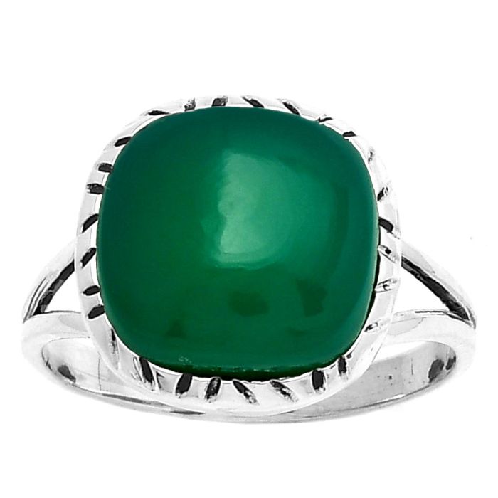 Natural Green Onyx Ring size-9 SDR190538 R-1074, 12x12 mm