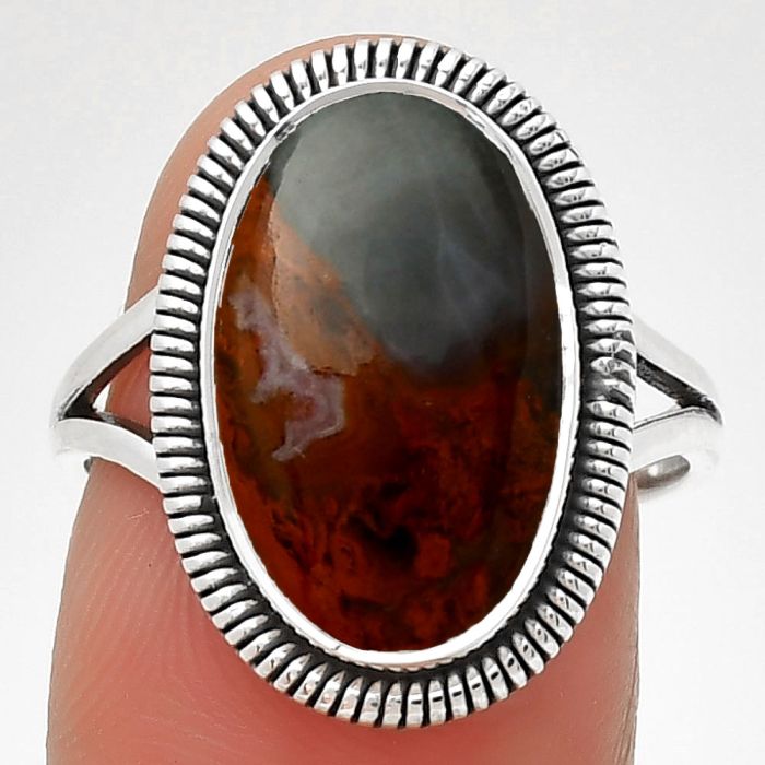 Natural Rare Cady Mountain Agate Ring size-7.5 SDR190573 R-1208, 10x16 mm