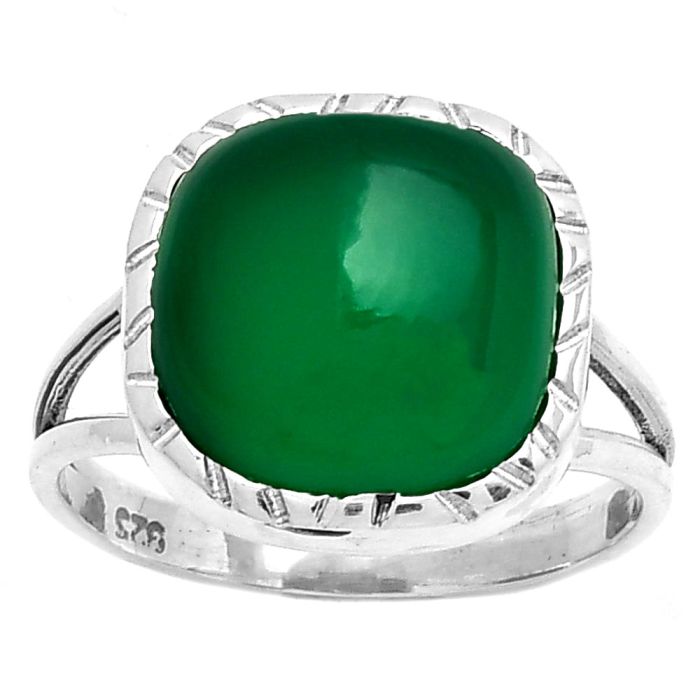 Natural Green Onyx Ring size-8 SDR190634 R-1074, 12x12 mm